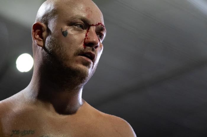 Portrait of a fighter immediately after a bout
